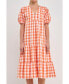 Women's Gingham Check Midi Dress