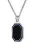 Фото #3 товара Onyx & Lab-Created Sapphire (1/2 ct. t.w.) Octagon Dog Tag 22" Pendant Necklace in Sterling Silver, Created for Macy's