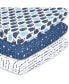 Фото #1 товара Постельное белье для детей The Peanutshell, набор из 3-х простыней для детской кроватки, синий, белый и сине-белый морской принт