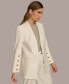Фото #3 товара Women's Linen-Blend Button-Sleeve Blazer