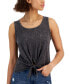 Фото #3 товара Juniors' Mineral-Wash Tie-Front Tank Top
