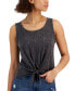 Juniors' Mineral-Wash Tie-Front Tank Top