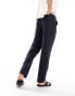 ASOS DESIGN relaxed linen chino trousers in navy