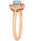 ფოტო #4 პროდუქტის Blueberry Sapphire (1/3 ct. t.w.) & Vanilla Diamond (1/8 ct. t.w.) Flower Halo Ring in 14k Rose Gold