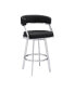 Фото #1 товара Saturn 30" Bar Height Swivel Gray Artificial leather and Brushed Stainless Steel Bar Stool