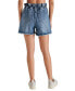 Фото #2 товара Women's Lunetta Cut-Hem Paper-Bag-Waist Cotton Denim Shorts