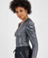 Фото #3 товара Women's Metallic Draped-Shoulder Bodysuit, Created for Macy's