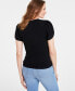 Фото #3 товара Women's Knot-Detail Puff-Sleeve Top, Created for Macy's