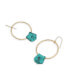 Turquoise Patina Petal Charm Hoop Earrings