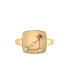 ფოტო #2 პროდუქტის Capricorn Goat Design 14K Yellow Gold Garnet Gemstone Diamond Signet Ring