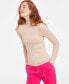 ფოტო #1 პროდუქტის Women's Ribbed Mock Neck Long-Sleeve Top, Created for Macy's