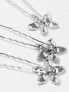 Фото #2 товара True Decadence occasion floral hair grips in silver crystal x 3