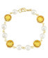 ფოტო #1 პროდუქტის Gold-Tone Imitation Pearl with Yellow Channels Link Bracelet