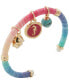 ფოტო #1 პროდუქტის Gold-Tone Mixed Stone Sea-Motif Charm Raffia-Wrapped Cuff Bracelet