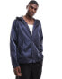 ASOS DESIGN shower resistant rubberised rain jacket in metallic blue