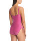 Фото #2 товара Women's Shimmer Lace-Up One-Piece Swimsuit, Created for Macy's