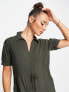 Whistles short sleeve jumpsuit in khaki