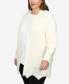 Фото #4 товара Plus Size Solid Textured Zigzag Hem Open Cardigan Sweater