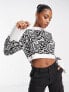 Фото #1 товара Monki cropped jumper in black and off white swirl