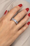 Sparkling silver ring with clear zircons RI087W
