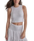 ფოტო #1 პროდუქტის Women's Cropped Smocked Cotton Tank Top