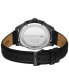 ფოტო #3 პროდუქტის Men's Apext Black Leather Strap Watch 44mm