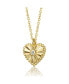 ფოტო #2 პროდუქტის Sterling Silver 14k Gold Plated Cubic Zirconia Textured Heart Pendant Necklace