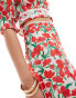 Hope & Ivy maxi skirt with thigh split in cherry print co-ord