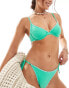 Фото #1 товара Cotton On balconette bra bikini top in green contrast stitch