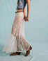 Фото #5 товара Miss Selfridge jersey sheer lace godet maxi skirt in cream