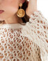 Фото #2 товара Mango long sleeve crochet top in white