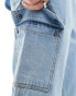 Фото #3 товара DTT rigid straight fit cargo jeans in light blue