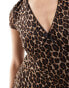 Фото #4 товара New Look mesh mini tea dress in leopard print