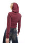 Фото #4 товара COLLUSION space dye hooded slim fit top in burgundy