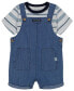 Фото #3 товара Костюм для малышей Calvin Klein комплект с шортами из шамбре и футболкой в полоску, 2 шт.
