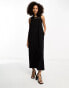 Фото #4 товара ASOS DESIGN sleeveless crochet high neck maxi dress in black