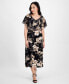 ფოტო #1 პროდუქტის Petite V-Neck Floral Cape Midi Dress