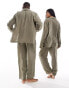 Фото #2 товара Calvin Klein pure textured sleep shirt and trouser set in khaki