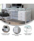 White Computer Desk With Frosted Glass Top And Three Drawer Pedestal Frosted/white - фото #7