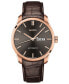 ფოტო #1 პროდუქტის Men's Swiss Automatic Belluna II Brown Leather Strap Watch 42.5mm
