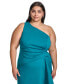 Фото #8 товара Plus Size Ruched One-Shoulder Gown