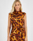 ფოტო #3 პროდუქტის Women's Printed Belted Midi Dress