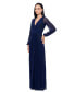 Women's V-Neck Embroidered Chiffon Gown
