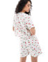 ONLY linen mix tie front top co-ord in cherry print