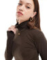 Threadbare roll neck long sleeve bodysuit in chocolate brown