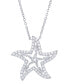 Фото #1 товара Macy's cubic Zirconia Star Necklace in Fine Silver Plate