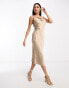 Фото #1 товара Vila Bridesmaid satin cami midi dress with tie back in champagne