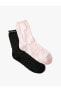 Kalpli Çorap 2'li Sim Detaylı İşlemeli Çok Renkli