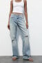 RIPPED MID-RISE WIDE-LEG TRF JEANS