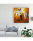 Pablo Esteban White Flower Over Orange Light 1 Canvas Art - 36.5" x 48"
